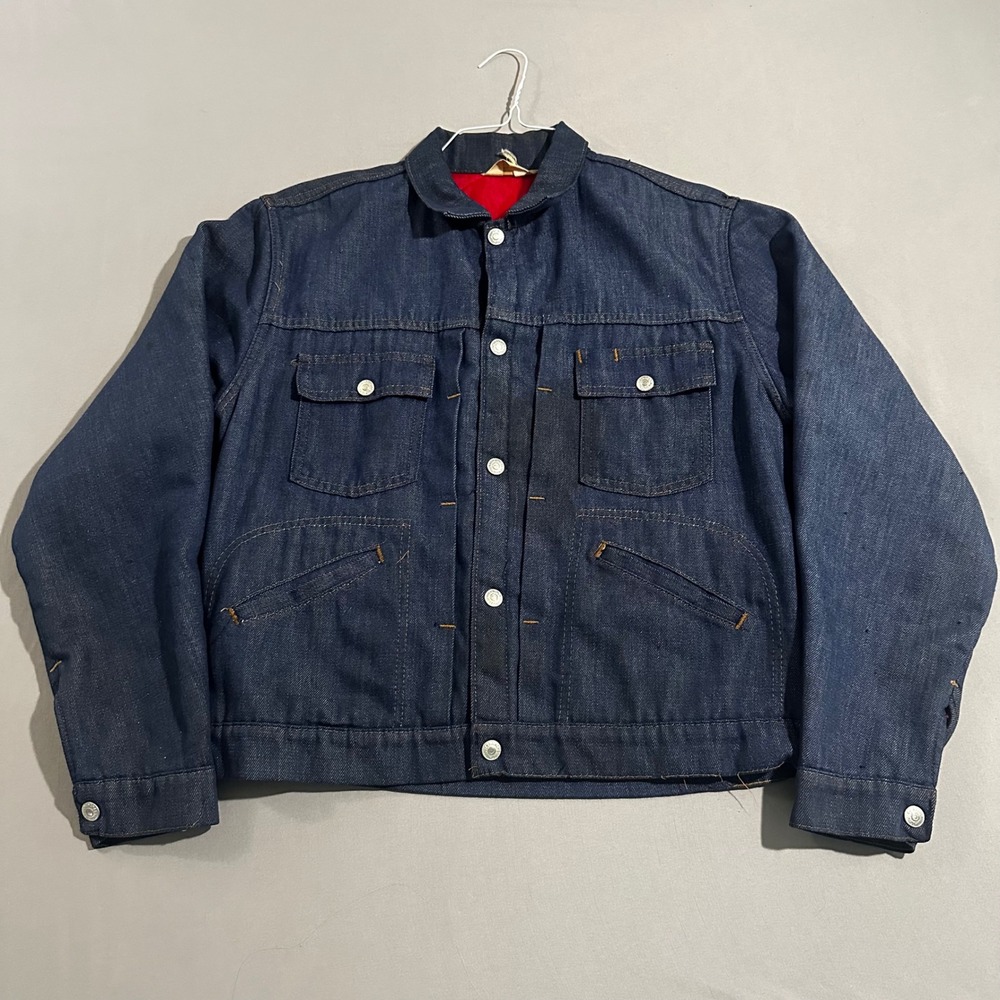 Ranchcraft Denim Jacket Mens M Blue Good Vintage Quilted Red Lining Trucker